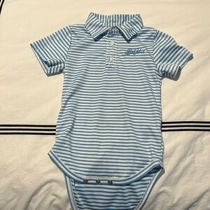 Garb Sea Island Onesie Polo Blue and White Striped